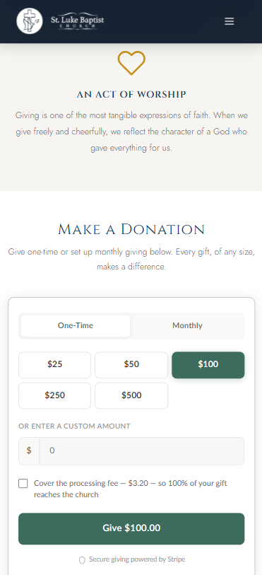 Online giving mobile